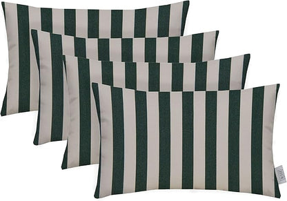 RSH DECOR: Sunbrella Lumbar Throw Pillows Set of 4 | 20" x 12" | Water and Fade-Resistant Performance Fabric | Outdoor Pillow Covers with Down-Alternative Inserts | Mason Forest Green
