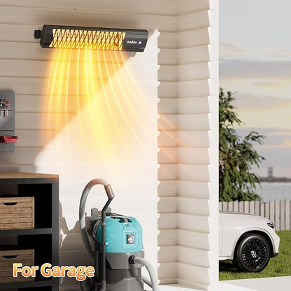 Outdoor Heater for Patio, 1500W Wall-Mounted Heater, Patio Heaters for Outdoor Use, Waterproof, Carbon Fiber Tube, for Backyard Gazebo Garage Black