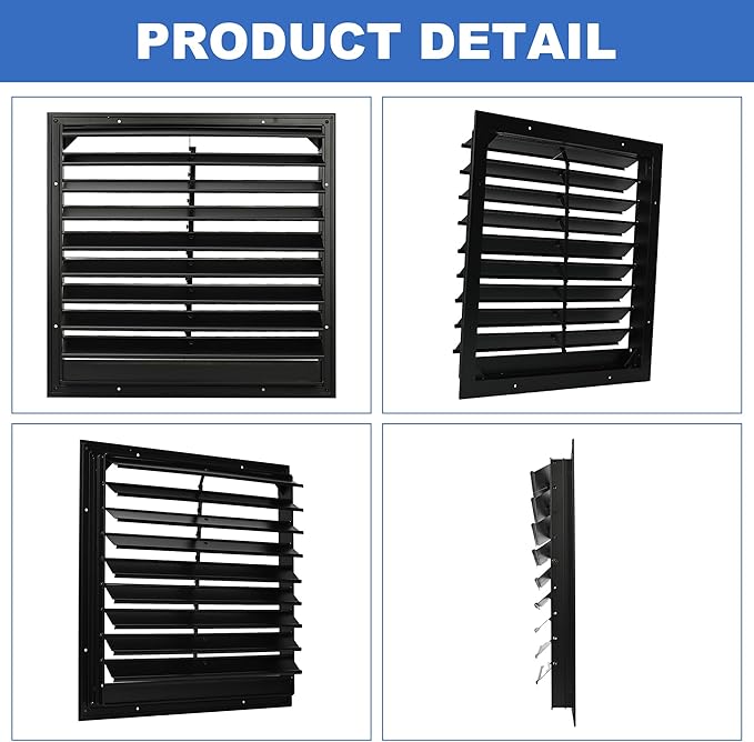 18 Inch Automatic Gravity Shutter Louver Vent, Aluminum Exhaust Shutters Louver for Windows Outside, Home Attics, Greenhouse Vent