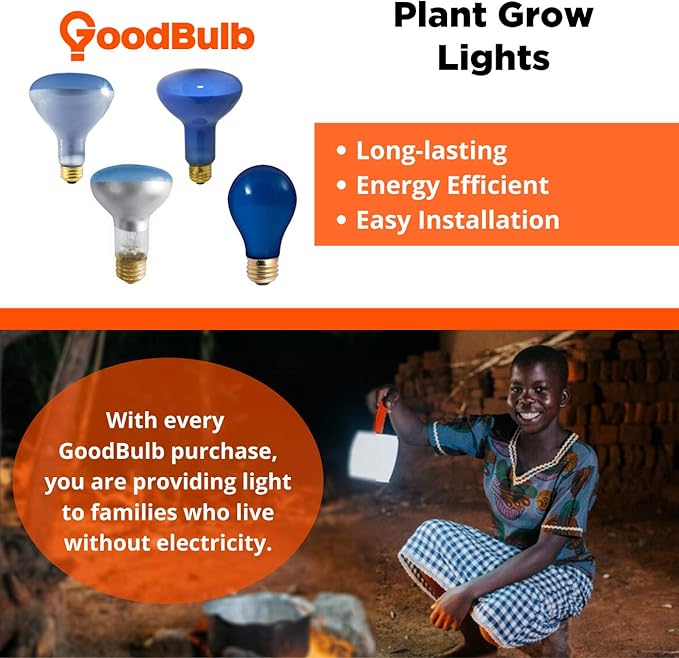 GoodBulb 60W Plant Grow Light Bulb | Blue Color A19 Shape & E26 Base High Output Grow Light Ideal for Indoor Plants Seeds Veg and Flower Pack of 10 Bulbs
