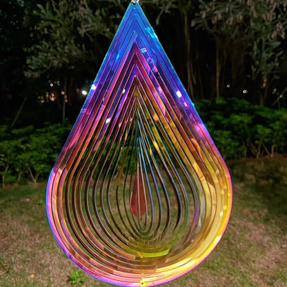 Wind Spinners Outdoor, 3D Water Droplet, Gradient Multicolor, 12 inches Stainless Steel Metal, Hanging Wind Spinners, Garden, Yard Décor, Outside, Gifts for Women Mom Wife