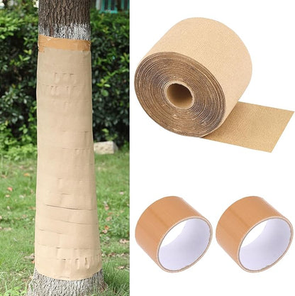 328 Ft Paper Tree Wrap for Damaged Bark, 3.15" Weather Resistant Tree Trunk Protectors Wraps to Protect Bark Tree Bark Repair Wrap Bandage with 2pcs Tape for Frost, Sun and Deer Animals