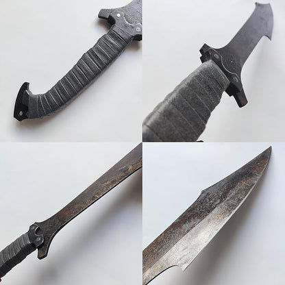 Full Tang Carbon Steel Machete Sword with Sheath for Practice, Outdoor Use, Collection-27.6 Inch