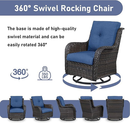 Wicker Outdoor Conversation Se with 50,000 BTU Gas Propane Fire Pit Tablet-7 Pieces Outdoor Wicker High Back Couch Patio Furniture for Deck Poolside Backyard