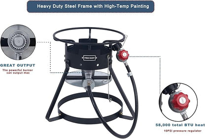 10QT Outdoor Fish Fryer Kit – Heavy-Duty Aluminum Pot, 6.7QT Basket, Propane Deep Fryer with 0-10 PSI Regulator & Steel Frame – Ideal for Seafood & More