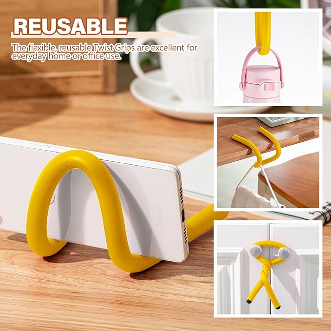 20 Pcs 17 Inch EVA Foam Twist Rubber Ties Reusable Bendable Cable Tie Straps Flexible Heavy Duty Twisty Ties for Organizing Cords Bundling (Yellow)