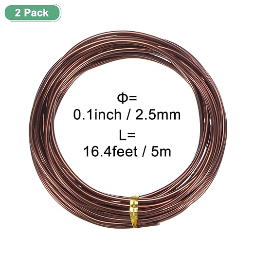 2-Rolls 2.5mm Bonsai Training Wire, 32.8 Feet Total Anodized Aluminum Bonsai Wires for Bonsai Tree Shaping/Branches Fixing/Trunk Holding/DIY Crafting [16.4ft Each, Bronze]