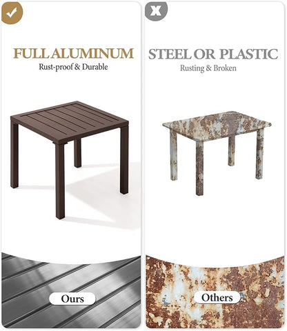 Crestlive Products Aluminum Outdoor Side Table Set of 2, Pool Lounge Chair Side Table, Weather Resistant Small Square Coffee End Table for Patio, Yard, Garden, Porch, Deck, Outdoor