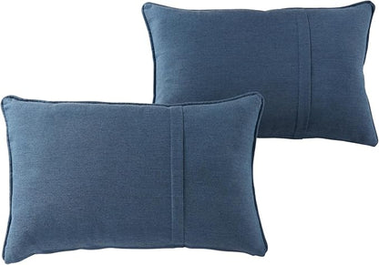 Greendale Home Fashions Sunbrella 21'' x 14'' Rectangle Outdoor Throw Pillow with Removable Cover (Set of 2), Spectrum Denim