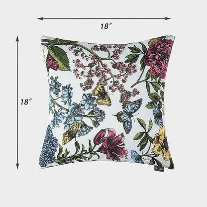 Water Resistant Outdoor Throw Pillows for Patio Furniture,18x18 Inch Decorative Pillows Set of 2 with Insert,Hidden Zipper Headrests for Sofa Couch Chair(Butterfly Flower)