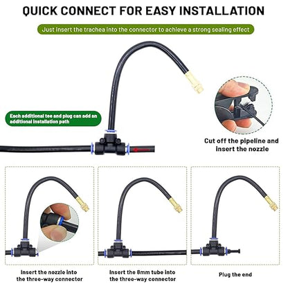 Mixc 50Ft 1/4" Drip Irrigation System,Garden Irrigation Kit with 12pcs Adjustable Copper Nozzles,Automatic Watering System for Outdoor,Raised Bed,Potted Plant,Lawn,Greenhouse Accessories for Yard