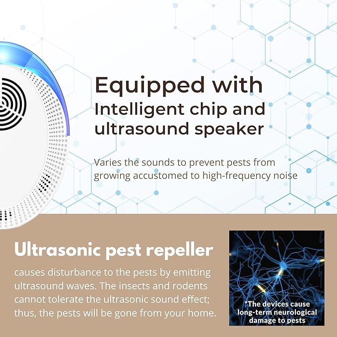 MITXPC Ultrasonic Pest Device Repeller Indoor Pest Deterrent Repellent Ultrasonic Plug in, Pest Control for Spiders, Roaches, Insects (6 Pack)
