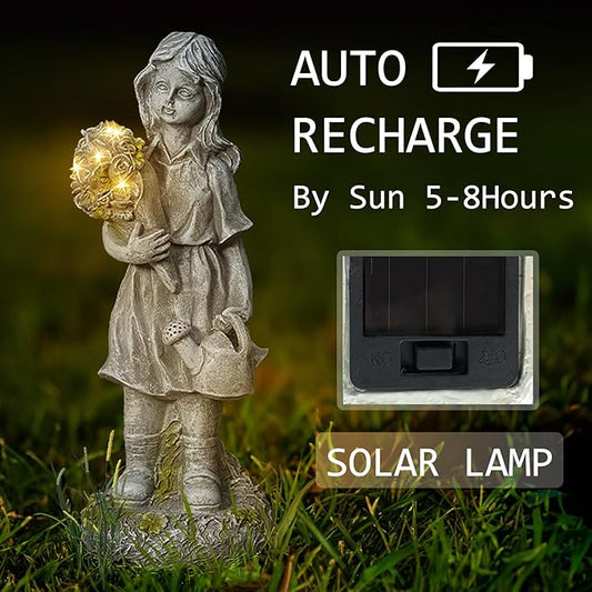 12.5” Solar Angel Fairy Night Garden Light Statue, Outdoor Lawn Decor, LED Yard Art, Patio Accent, Landscape Path Light, Waterproof, Unique Gift, Solar Powered Statue, Enchanting Sculpture