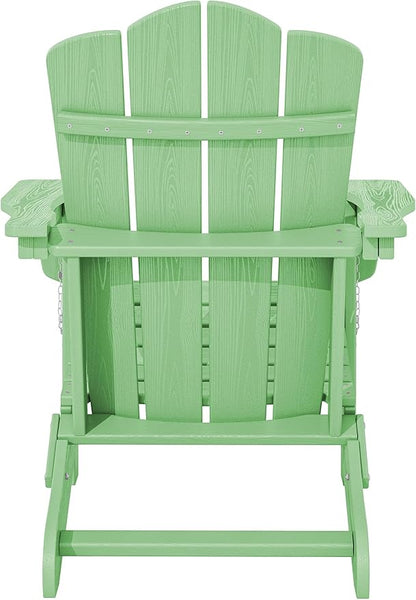 KINGYES Folding Adirondack Chair Set of 2, HDPE All-Weather Folding Adirondack Chair, Light Green