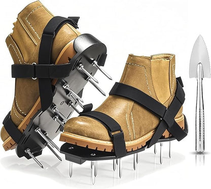 Lawn Aerator Shoes with 2.1” Spikes for Grass Aeration, Spiked Shoes for Lawn Care, Adjustable Heavy-Duty Strap Fit, Gardening Aerator Tool for Yard, Soil & Epoxy Floors