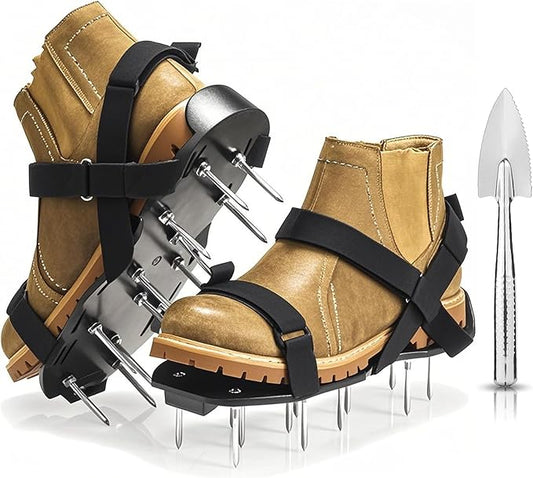 Lawn Aerator Shoes with 2.1” Spikes for Grass Aeration, Spiked Shoes for Lawn Care, Adjustable Heavy-Duty Strap Fit, Gardening Aerator Tool for Yard, Soil & Epoxy Floors