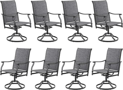 Soohow Swivel Outdoor Dining Chairs Set of 8, Patio Swivel Dining Chair with Textilene Fabric, Outdoor Metal Armchair All Weather Resistant, Ergonomic Comfort, Perfect for Patio, Backyard, Balcony