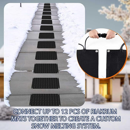 Riakrum 2 Pcs Heated Snow Melting Mats Outdoor, 20 x 30 in Winter Anti-Slip Heated Rubber Mat for Walkways Decks and Sidewalks, Snow and Ice Melting Pads Connection with 9.84 ft Power Cord