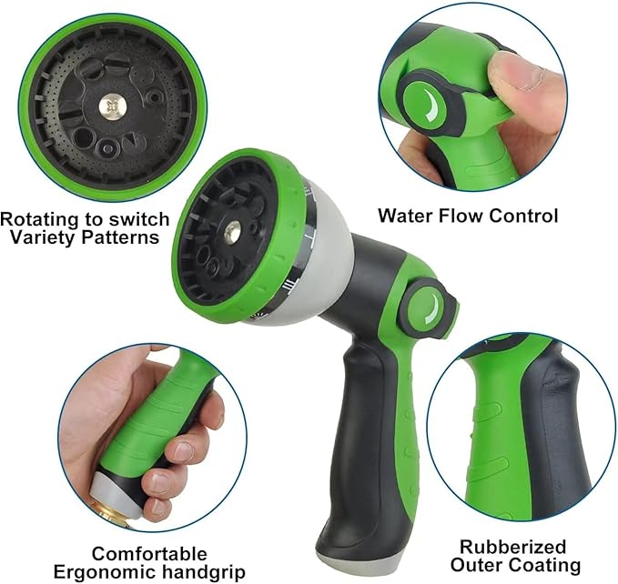200Ft Metal Garden Hose durable stainless steel Water Hose, flexible, lightweight hose is resistant to kinks and tangles.With 10-way nozzle, strong 3/4” metal fittings, and a Stop Valve.