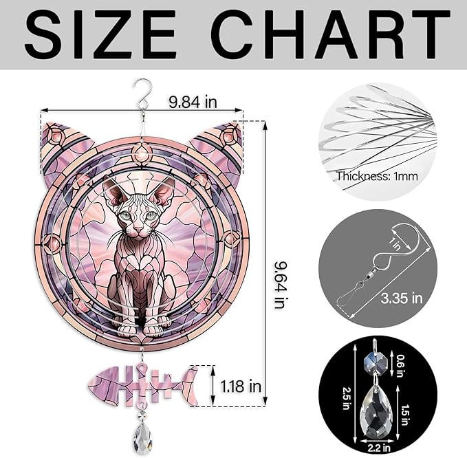 Sphynx Cat Wind Spinner, Sphynx Cat Wind Spinner Hanging for Yard and Garden