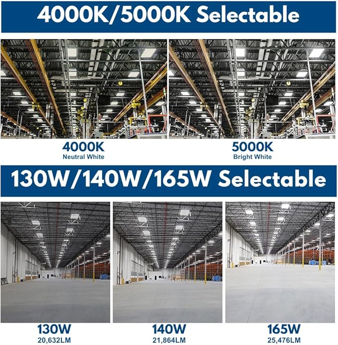Konlite Pack of 2 ALTA LED High Bay Light - 2FT - 165W/140W/130W - 25,150 Lumens - 5000K/4000K Selectable - 120-277V - 400W Metal Halide Equal