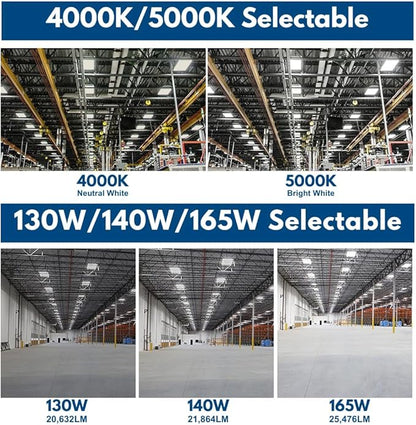 Konlite Pack of 2 ALTA LED High Bay Light - 2FT - 165W/140W/130W - 25,150 Lumens - 5000K/4000K Selectable - 120-277V - 400W Metal Halide Equal