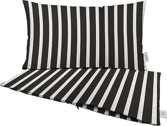 RSH DECOR: Sunbrella Pillow Covers Set of 2 | Covers Only - 26" x 16" | Outdoor Lumbar Pillow Covers Crafted with Sunbrella Performance Fabric | Shore Classic