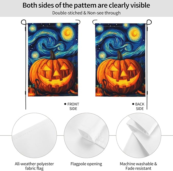 Halloween Pumpkin Garden Flag Vertical Double Sided Outdoor Yard Flags 12.5x18 Inch Burlap Banners for House Lawn