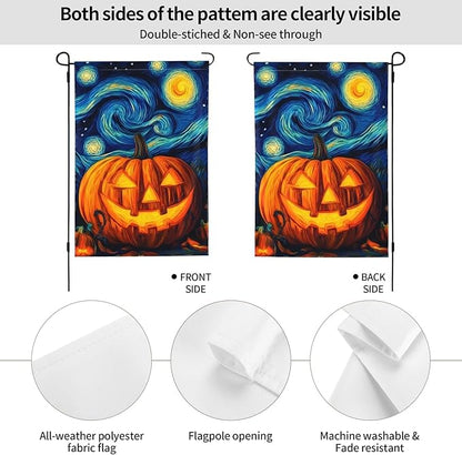 Halloween Pumpkin Garden Flag Vertical Double Sided Outdoor Yard Flags 12.5x18 Inch Burlap Banners for House Lawn
