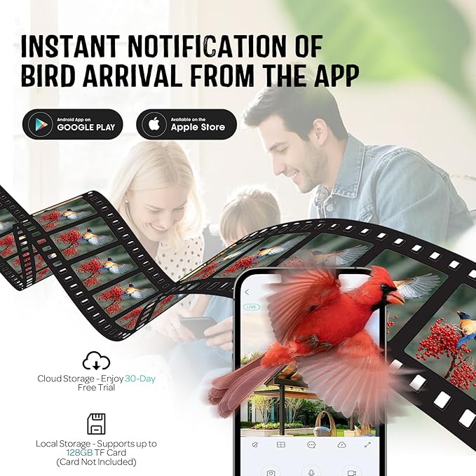 LONA Smart Bird Feeder with Camera, Dual-Lens, Solar-Powered, Wireless Birdwatching, Permanent AI Identify 10000+ Bird Species & Motion Detection, Gift Present
