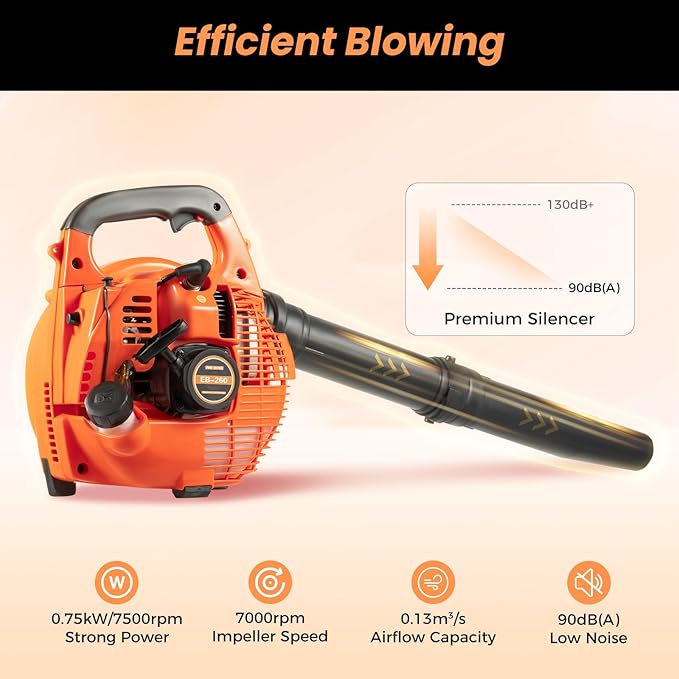 Gas Leaf Blower 25.4cc 2-Cycle Handheld Leaf Blower Gas Powered, Gasoline Blower for Lawn Care Sweeping Fallen Leaves Dust Garbage,4.59ft³/h | US Stock