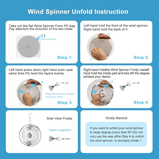 Hanging Wind Spinner Outdoor Metal Decorations, Silver Wind Spinners for Yard and Garden,3D Mirror Stainless Steel Wind Sculptur Chime Indoor Outdoor Garden Decoration Worth Gift （Round）