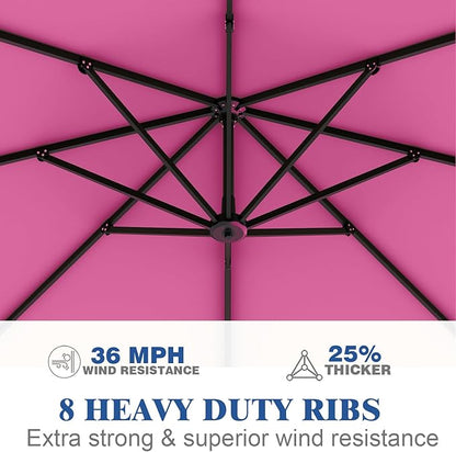 Outdoor Patio Umbrella with Sand Bag Included, 11 FT Deluxe Curvy Cantilever Umbrella Offset Hanging Umbrella with 360° Rotation for Market, Pool, Garden, Backyard, Deck