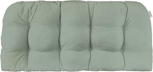 RSH DECOR Sunbrella Tufted Wicker Loveseat Cushion | 41” x 19" | Water and Fade-Resistant Performance Fabric | Outdoor Settee Cushion for Patio Furniture | Made in USA (Cast Mist Green)