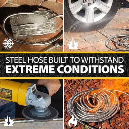Bionic Steel 75 Ft Garden Hose with Nozzle, Premium 304 Stainless Steel Metal Water Hose 75Ft, Flexible, Rust Proof, Lightweight, Heavy Duty, Crush Resistant Fittings, Easy Coil, 500 PSI, 2025 Model