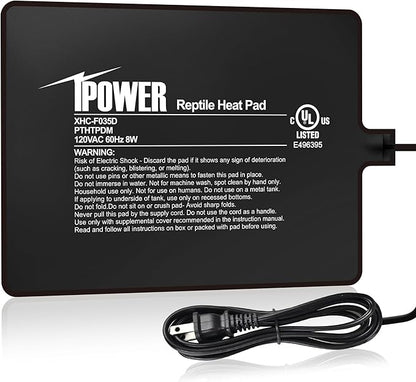 iPower Reptile Heat Pad 6X8 Inch 8W Under Tank Terrarium Warmer Heating Mat for Turtle, Lizard, Frog, Snake, Reptile, and Other Small Animals