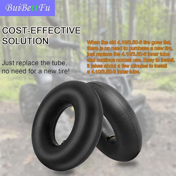 4.10/3.50-6 (13x4.00-6) Replacement Inner Tube, with TR87 Bent Metal Valve Stem fit for Wheelbarrows, Lawn Mowers, Snow Blowers,Hand Trucks, Tractors and More 3.50-6 4.00-6 4.10-6 Tire Tubes (2/Pack)