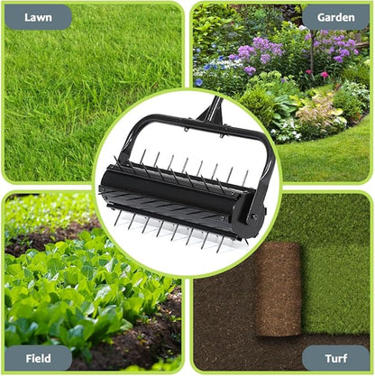 KELIXU Lawn Aerator Tool, 22” Manual Lawn Aerators Roller, Heavy Duty Rolling Lawn Air Aerator Tool with Spike Row, 57.9” H Grass Lawn Aeration Tool, Yard Tools for Garden, Cropland to Loose Soil