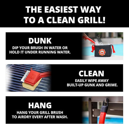 Grill Brush Bristle-Free– Safe BBQ Grill Brush for Gas, Charcoal, Cast Iron & Stainless Grates – Durable, Heat-Resistant Grill Cleaning Brush with Replaceable Head & Hanging Hook