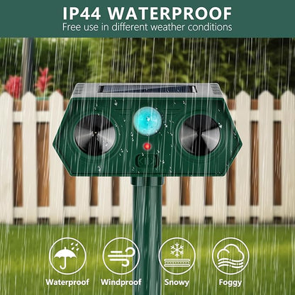 2 Pack 2025 Ultrasonic Animal Repellent Outdoor Cat Repellent Devices Solar Animal Repeller Motion Activated Deterrent to Scare Deer Squirrel Rabbit Raccoon Skunk for Yard Lawn Outdoor