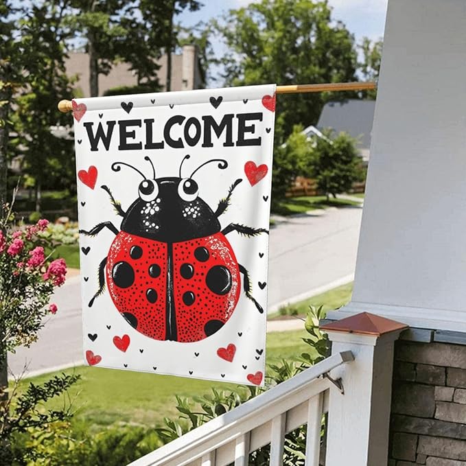 Insect Garden Flag Vertical Double Sided Outdoor Yard Flags 12.5x18 Inch Burlap Banners for House Lawn