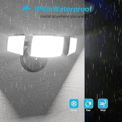 Olafus 80W Flood Lights Outdoor, Switch Controlled 8000LM LED Security Lights, IP65 Waterproof Outside Floodlights, 6500K Exterior Flood Light Fixture Wired for House Yard Porch Eave Black