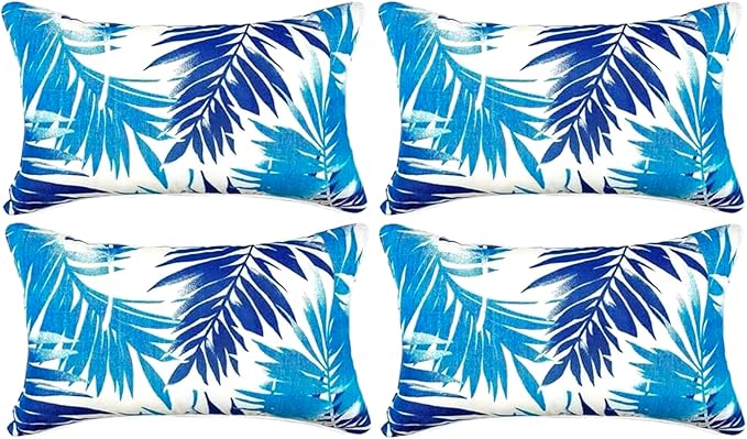 JMGBird Outdoor Pillows Waterproof Set of 4 Outdoor Throw Pillows with Insert Included 12×20 Inch Outdoor Lumbar Pillows for Patio Furniture