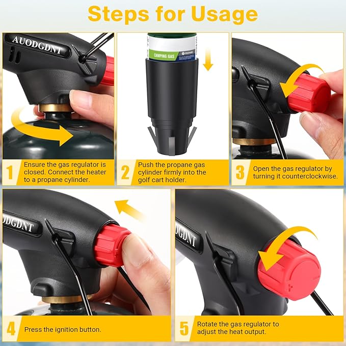 Golf Cart Heater,9200BTU Outdoor Portable Propane Camping Heater with Golf Cart Cup Holder & Self Ignition for EZGO Yamaha Club Car,Most Golf Cart - Fuel Cylinder not included