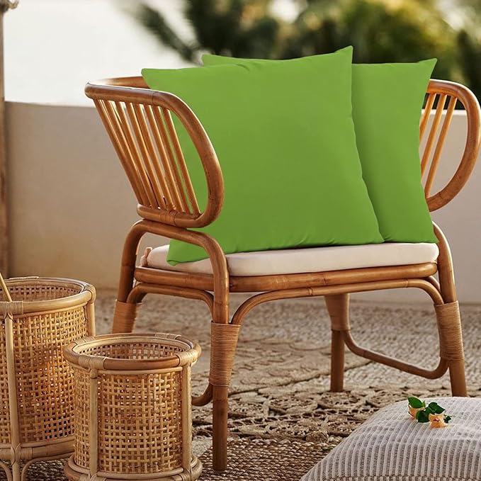 idee-home Outdoor Pillows with Inserts Included, Patio Outside Square Pillows Waterproof Set of 2, 18 x 18 inch Green
