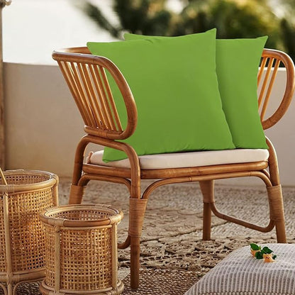 idee-home Outdoor Pillows with Inserts Included, Patio Outside Square Pillows Waterproof Set of 2, 18 x 18 inch Green
