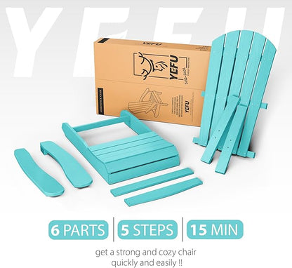 YEFU Adirondack Chairs Set of 8: Plastic Adirondack Chairs - Patio Chairs with Wood Texture - Outdoor Chair HIPS - Lawn Fire Pit Deck Porch Garden Chairs for Adults (Aruba)