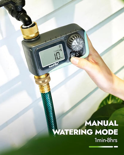 RAINPOINT Sprinkler Timer with Brass Inlet & Outlet, Programmable Hose Timer for Garden Soaker Hose with Rain Delay/Manual Watering System, Digital Drip Irrigation for Yard, Lawn(2PCS)