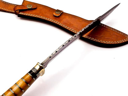Delta :Handmade Damascus steel 15" Kukri knife-Damascus Steel Knife-for Outdoor & indoor Survivals, Best for Hunting,Camping With Original Camel Bone Handle