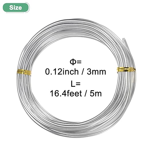 3mm Bonsai Training Wire, 16.4 Feet Total Anodized Aluminum Bonsai Wires for Bonsai Tree Shaping/Branches Fixing/Trunk Holding/DIY Crafting [Silver]